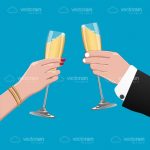 Man and Woman Toasting with Champagne Glasses